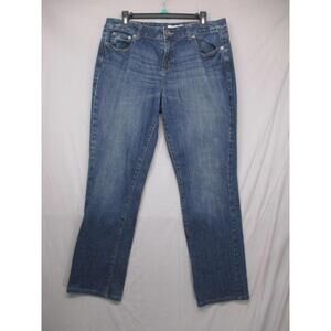 DKNY Jeans Blue Classic Everyday Straight Leg 5Pocket‎ Denim Womens Size 16R